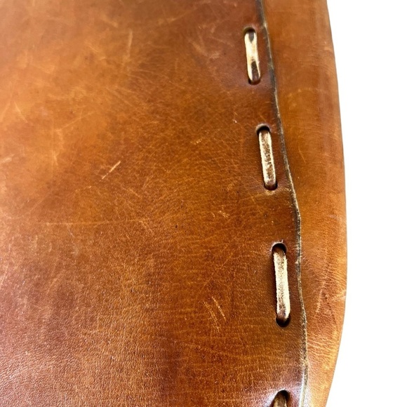 VTG Distressed Leather Boho Saddle Flap Purse Decorative Stitching Braid Detail - Picture 12 of 14